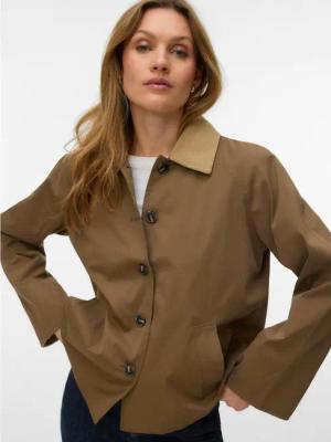 Vero Moda Langjacke VMCHELSEAFIA SHORT JACKET BOO mit Kontrastdetails