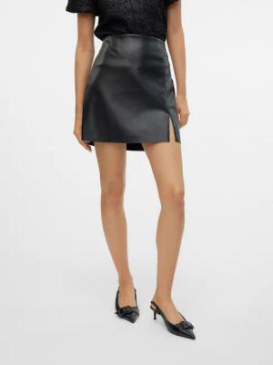 Vero Moda Lederimitatrock VMNELLY HR SHORT PL SKIRT NOOS
