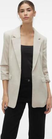 Vero Moda Longblazer "VMFRIDA LS REGULAR BLAZER NOOS" ohne Verschluss und mit gerafften 3/4 Arm