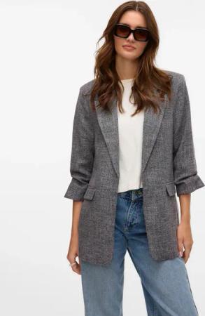 Vero Moda Longblazer "VMFRIDA LS REGULAR BLAZER NOOS" ohne Verschluss und mit gerafften 3/4 Arm