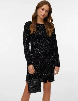 Vero Moda Midikleid VMBELLA LS SHORT SQ DRESS JRS GA Partykleid, festlich, mit Pailletten