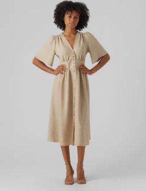 Vero Moda Midikleid VMMELANEY 2/4 BLK DRESS WVN NOOS Sommerkleid