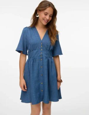 Vero Moda Minikleid "VMMELANEY 2/4 SHORT DRESS WVN NOOS" Sommerkleid