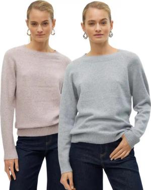 Vero Moda Rundhalspullover (2er-Set) Feinstrick Pullover basic unifarben für jeden Tag