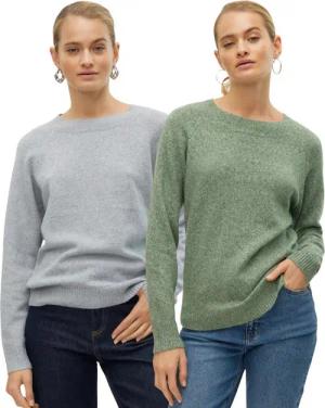 Vero Moda Rundhalspullover (2er-Set) Feinstrick Pullover basic unifarben für jeden Tag