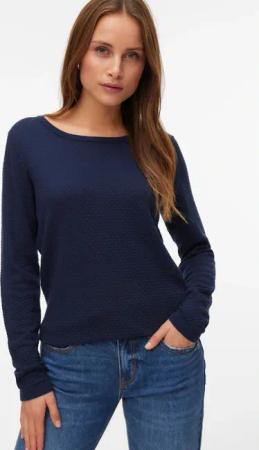 Vero Moda Rundhalspullover "VMCARE STRUCTURE LS O-NECK BLOU NOOS" mit Strukturmuster
