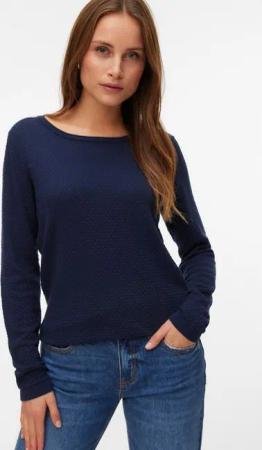 Vero Moda Rundhalspullover VMCARE STRUCTURE LS O-NECK BLOU NOOS mit Strukturmuster