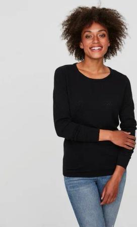 Vero Moda Rundhalspullover VMCARE STRUCTURE LS O-NECK BLOUSE aus Bio-Baumwolle