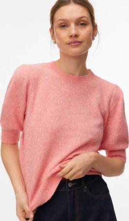 Vero Moda Rundhalspullover "VMDOFFY 2/4 O-NECK PULLOVER GA NOOS" mit kurzen Puffärmeln