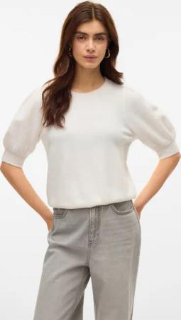 Vero Moda Rundhalspullover "VMDOFFY 2/4 O-NECK PULLOVER GA NOOS" mit kurzen Puffärmeln