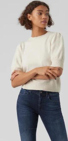Vero Moda Rundhalspullover "VMDOFFY 2/4 O-NECK PULLOVER GA NOOS" mit kurzen Puffärmeln