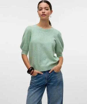 Vero Moda Rundhalspullover VMDOFFY 2/4 O-NECK PULLOVER GA NOOS mit kurzen Puffärmeln