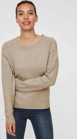 Vero Moda Rundhalspullover "VMDOFFY" in melierter Optik