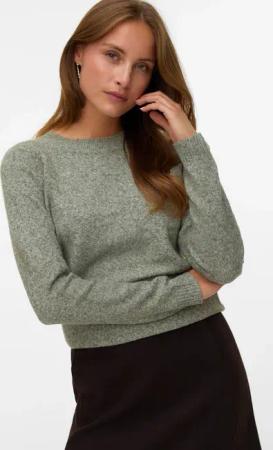 Vero Moda Rundhalspullover "VMDOFFY LS O-NECK BLOUSE GA NOOS" Materialmix, regular fit