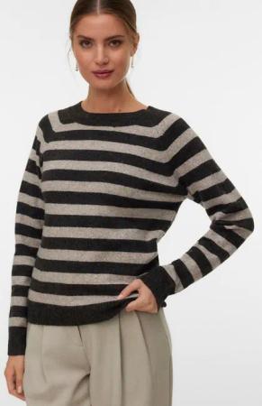 Vero Moda Rundhalspullover VMDOFFY LS O-NECK BLOUSE GA NOOS Materialmix, regular fit