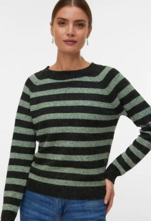 Vero Moda Rundhalspullover VMDOFFY LS O-NECK BLOUSE GA NOOS Materialmix, regular fit