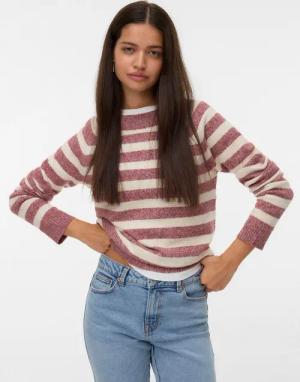 Vero Moda Rundhalspullover VMDOFFY LS O-NECK BLOUSE GA NOOS Materialmix, regular fit