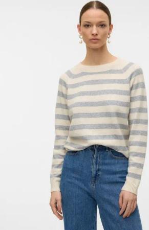 Vero Moda Rundhalspullover VMDOFFY LS O-NECK BLOUSE GA NOOS Materialmix, regular fit