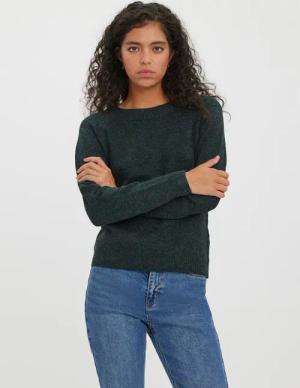 Vero Moda Rundhalspullover VMDOFFY LS O-NECK BLOUSE GA NOOS Materialmix, regular fit