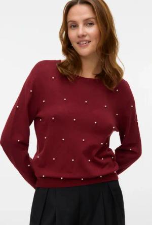 Vero Moda Rundhalspullover "VMGLORY PEARL LS O-NECK PULLOVER BOO"