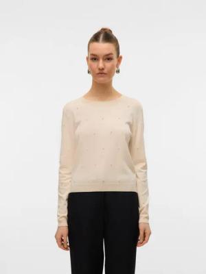 Vero Moda Rundhalspullover VMGLORY PEARL LS O-NECK PULLOVER BOO