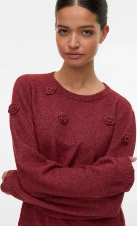 Vero Moda Rundhalspullover "VMROSE LS O-NECK PULLOVER BOO"
