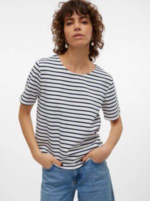 Vero Moda Rundhalsshirt VMABBY SS ZIP TOP JRS NOOS Materialmix, regular fit
