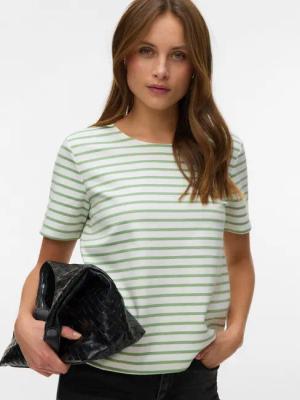 Vero Moda Rundhalsshirt VMABBY SS ZIP TOP JRS NOOS Materialmix, regular fit