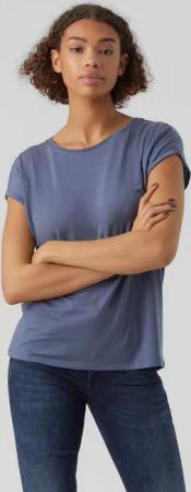 Vero Moda Rundhalsshirt VMAVA PLAIN SS TOP GAJRS NOOS Materialmix, regular fit