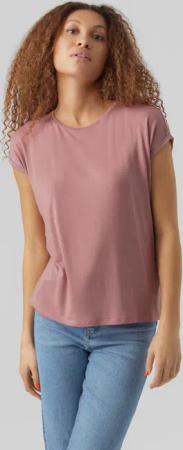 Vero Moda Rundhalsshirt "VMAVA PLAIN SS TOP GAJRS NOOS" Materialmix, regular fit