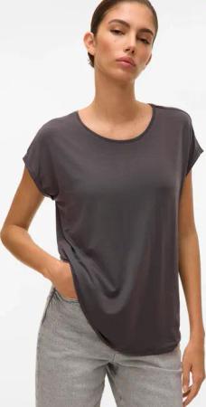 Vero Moda Rundhalsshirt "VMAVA PLAIN SS TOP GAJRS NOOS" Materialmix, regular fit