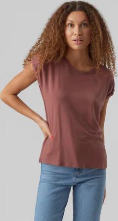 Vero Moda Rundhalsshirt "VMAVA PLAIN SS TOP GAJRS NOOS" Materialmix, regular fit