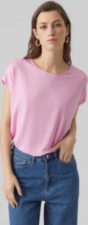 Vero Moda Rundhalsshirt "VMAVA PLAIN SS TOP GAJRS NOOS" Materialmix, regular fit