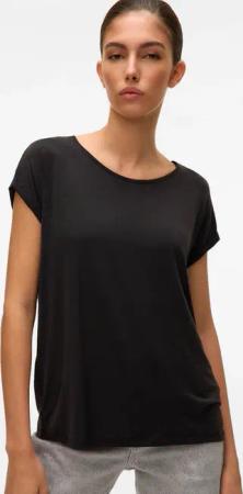 Vero Moda Rundhalsshirt "VMAVA PLAIN SS TOP GAJRS NOOS" Materialmix, regular fit