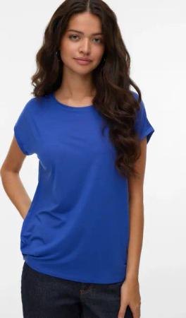 Vero Moda Rundhalsshirt "VMAVA PLAIN SS TOP GAJRS NOOS" Materialmix, regular fit