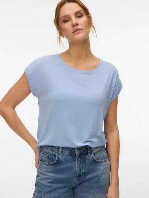 Vero Moda Rundhalsshirt VMAVA PLAIN SS TOP GAJRS NOOS Materialmix, regular fit
