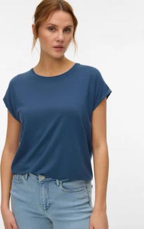Vero Moda Rundhalsshirt VMAVA PLAIN SS TOP GAJRS NOOS Materialmix, regular fit