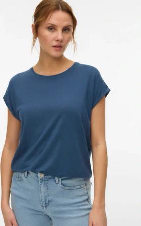 Vero Moda Rundhalsshirt "VMAVA PLAIN SS TOP GAJRS NOOS" Materialmix, regular fit