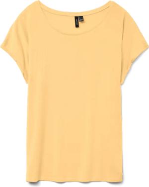 Vero Moda Rundhalsshirt "VMAVA PLAIN SS TOP GAJRS NOOS" Materialmix, regular fit