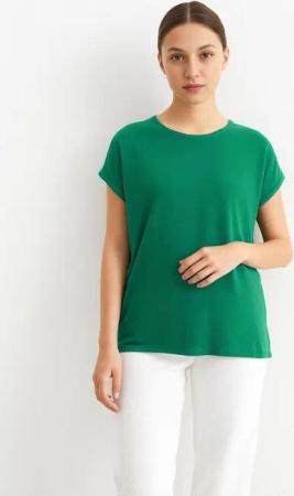 Vero Moda Rundhalsshirt VMAVA PLAIN SS TOP GAJRS NOOS Materialmix, regular fit
