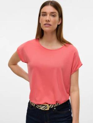 Vero Moda Rundhalsshirt VMAVA PLAIN SS TOP GAJRS NOOS Materialmix, regular fit