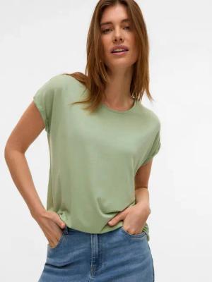 Vero Moda Rundhalsshirt VMAVA PLAIN SS TOP GAJRS NOOS Materialmix, regular fit