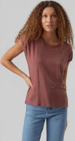 Vero Moda Rundhalsshirt VMAVA PLAIN SS TOP GAJRS NOOS Materialmix, regular fit