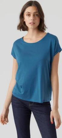 Vero Moda Rundhalsshirt VMAVA PLAIN SS TOP GAJRS NOOS Materialmix, regular fit