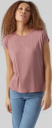 Vero Moda Rundhalsshirt VMAVA PLAIN SS TOP GAJRS NOOS Materialmix, regular fit