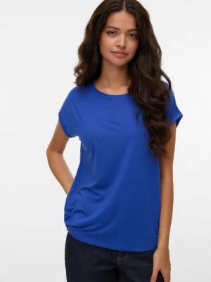 Vero Moda Rundhalsshirt VMAVA PLAIN SS TOP GAJRS NOOS Materialmix, regular fit
