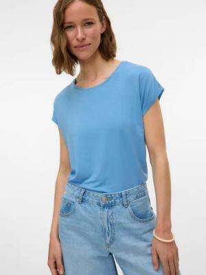 Vero Moda Rundhalsshirt VMAVA PLAIN SS TOP GAJRS NOOS Materialmix, regular fit