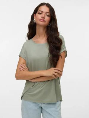 Vero Moda Rundhalsshirt VMAVA PLAIN SS TOP GAJRS NOOS Materialmix, regular fit