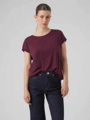 Vero Moda Rundhalsshirt VMAVA PLAIN SS TOP GAJRS NOOS Materialmix, regular fit