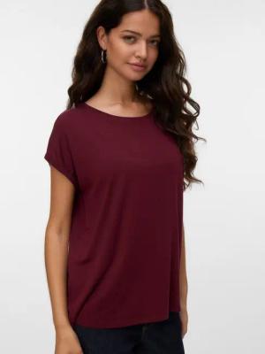 Vero Moda Rundhalsshirt VMAVA PLAIN SS TOP GAJRS NOOS Materialmix, regular fit